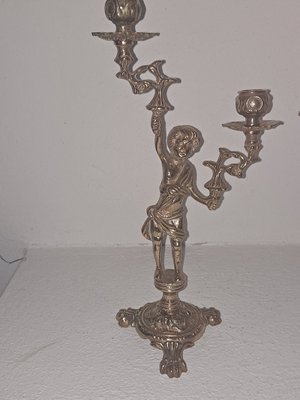 Italian Brass Cherub Candelabras, Set of 2-HIT-957178