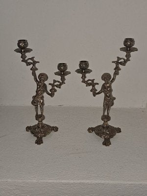 Italian Brass Cherub Candelabras, Set of 2-HIT-957178