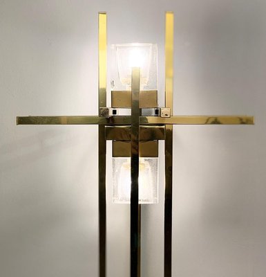 Italian Brass, Chrome & Glass Floor Lamp-FGA-922570