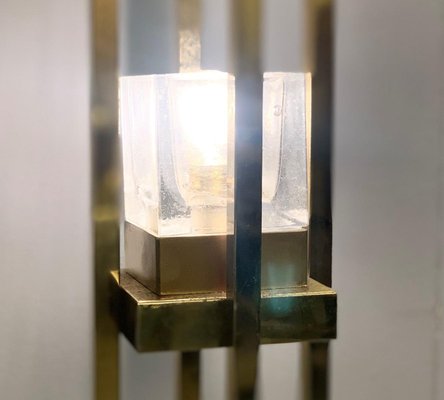 Italian Brass, Chrome & Glass Floor Lamp-FGA-922570