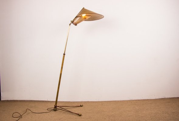 Italian Brass Conical Floor Lamp attributed to Stilnovo, 1950s-EMB-1759542