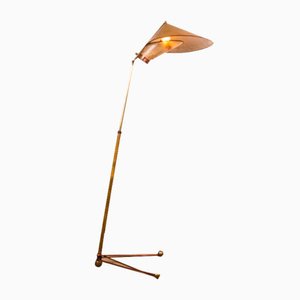 Italian Brass Conical Floor Lamp attributed to Stilnovo, 1950s-EMB-1759542