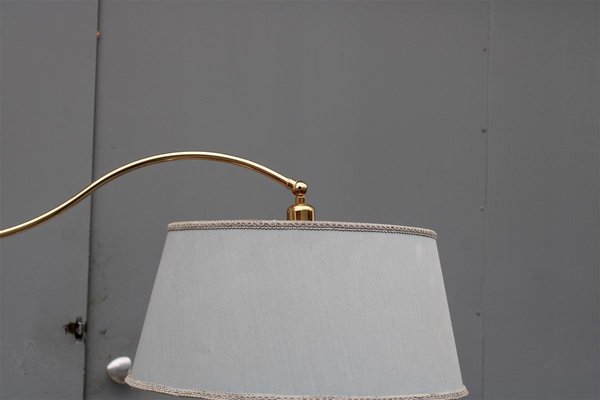 Italian Brass & Fabric Floor Lamp, 1950s-EH-807353