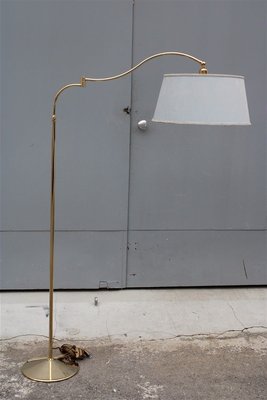 Italian Brass & Fabric Floor Lamp, 1950s-EH-807353