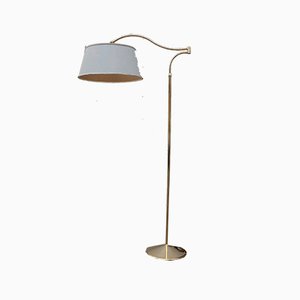 Italian Brass & Fabric Floor Lamp, 1950s-EH-807353