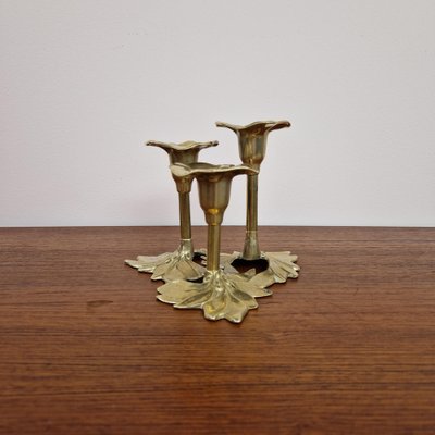 Italian Brass Flower Shape Candleholder, 1960s-ZPB-1797420