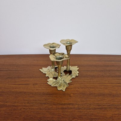 Italian Brass Flower Shape Candleholder, 1960s-ZPB-1797420