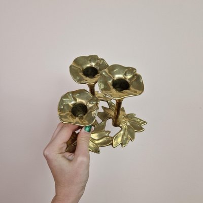 Italian Brass Flower Shape Candleholder, 1960s-ZPB-1797420