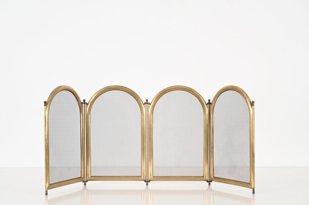 Italian Brass Folding Fireplace Screen, Italy, 1960s-JDR-1803446