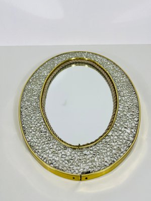 Italian Brass Framed Mosaic Wall Mirror, Italy, 1960s-PUK-1398670