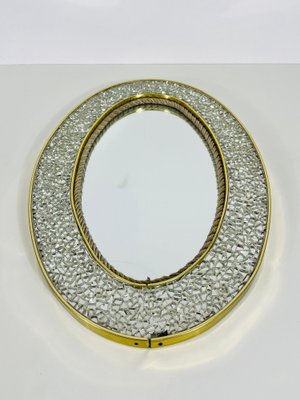 Italian Brass Framed Mosaic Wall Mirror, Italy, 1960s-PUK-1398670