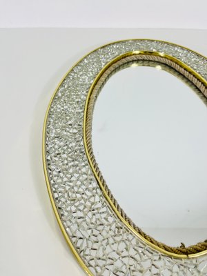 Italian Brass Framed Mosaic Wall Mirror, Italy, 1960s-PUK-1398670