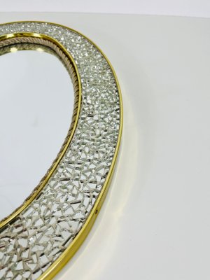 Italian Brass Framed Mosaic Wall Mirror, Italy, 1960s-PUK-1398670