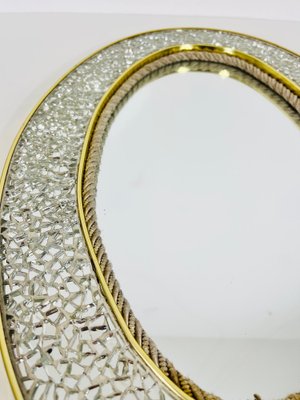 Italian Brass Framed Mosaic Wall Mirror, Italy, 1960s-PUK-1398670