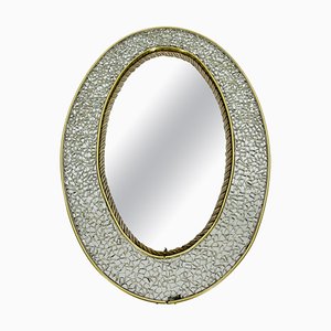 Italian Brass Framed Mosaic Wall Mirror, Italy, 1960s-PUK-1398670