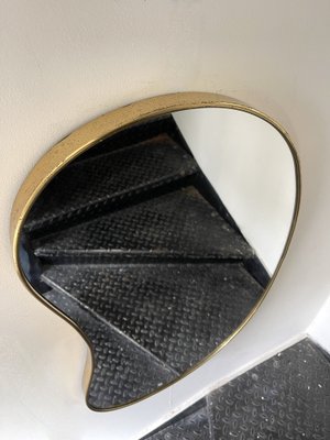 Italian Brass Free Form Bean-Shaped Mirror, 1950s-FUE-1447675