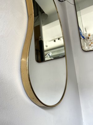 Italian Brass Free Form Bean-Shaped Mirror, 1950s-FUE-1447675