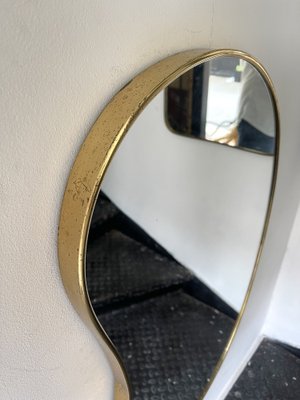 Italian Brass Free Form Bean-Shaped Mirror, 1950s-FUE-1447675