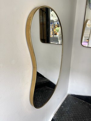 Italian Brass Free Form Bean-Shaped Mirror, 1950s-FUE-1447675