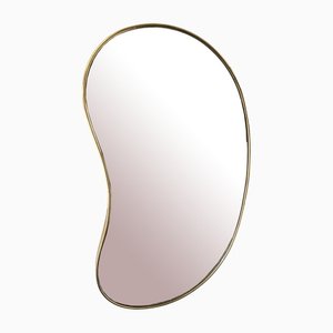 Italian Brass Free Form Bean-Shaped Mirror, 1950s-FUE-1447675