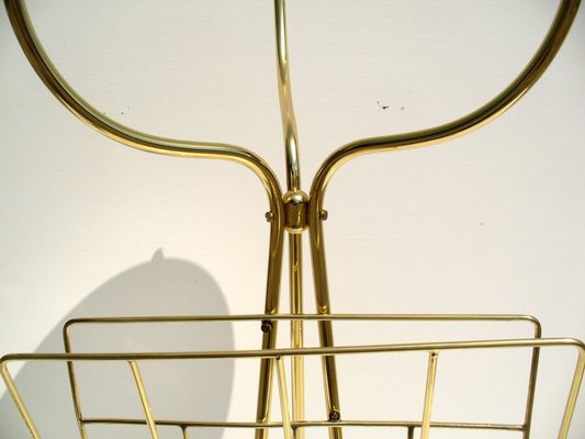 Italian Brass & Frosted Glass Console Table by Cesare Lacca for Fontana Arte, 1950s-EI-451645