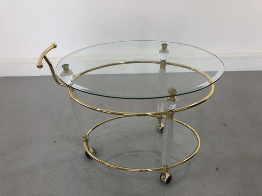 Italian Brass & Glass Bar Serving Cart Trolley, 1970s-JWH-1304255