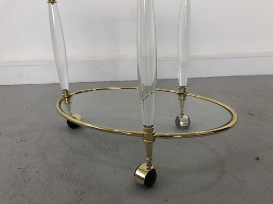 Italian Brass & Glass Bar Serving Cart Trolley, 1970s-JWH-1304255