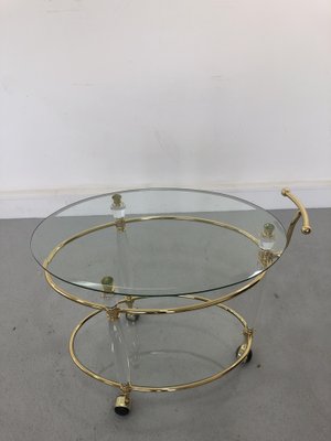 Italian Brass & Glass Bar Serving Cart Trolley, 1970s-JWH-1304255