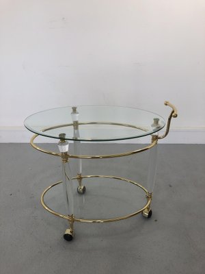 Italian Brass & Glass Bar Serving Cart Trolley, 1970s-JWH-1304255