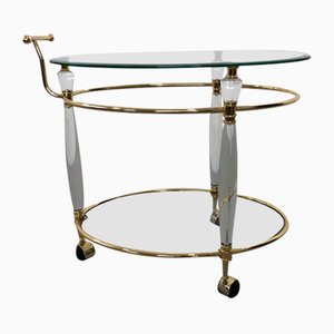 Italian Brass & Glass Bar Serving Cart Trolley, 1970s-JWH-1304255