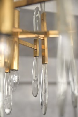 Italian Brass & Glass Icicles Chandelier by Gaetano Sciolari, 1970s-ZAA-604760