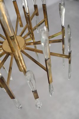 Italian Brass & Glass Icicles Chandelier by Gaetano Sciolari, 1970s-ZAA-604760