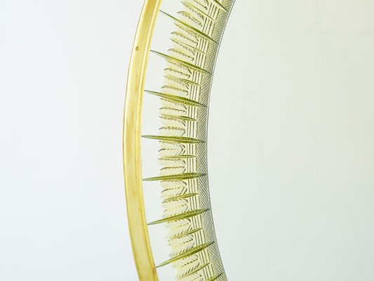 Italian Brass & Golden Crystal Mirror by Cristal Arte, 1960s-YJA-1257607