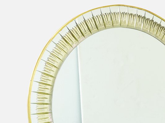 Italian Brass & Golden Crystal Mirror by Cristal Arte, 1960s-YJA-1257607