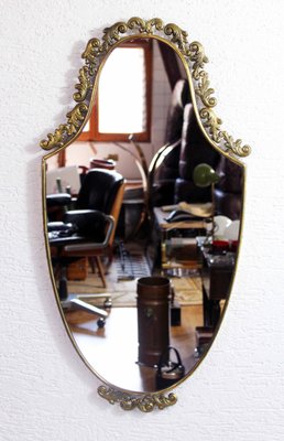 Italian Brass Mirror, 1960s-BQF-2018355