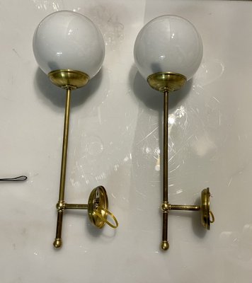 Italian Brass Opaline Glass Wall Lights, Set of 2-JJC-1132202