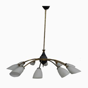 Italian Brass-Plated Metal Ceiling Lamp, 1940s-WWQ-781929