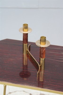 Italian Brass Rosewood Candleholder, 1950s-EH-807365