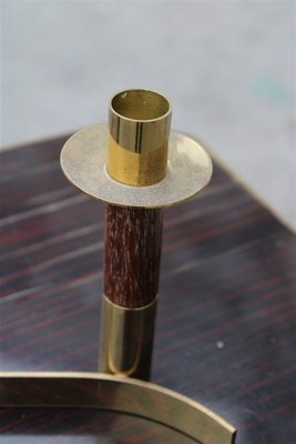 Italian Brass Rosewood Candleholder, 1950s-EH-807365