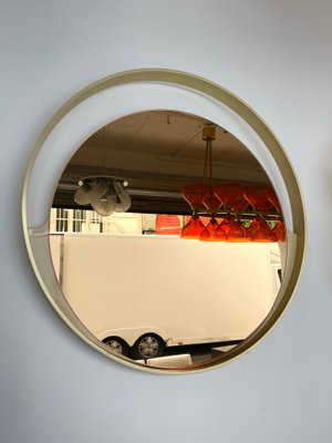 Italian Brass Round Mirror Gold Tinted Glass attributed to Modernindustria. 1970s-FUE-1398881