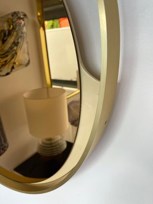 Italian Brass Round Mirror Gold Tinted Glass attributed to Modernindustria. 1970s-FUE-1398881