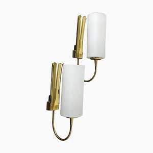 Italian Brass Wall Light Sconces, Italy, 1950s, Set of 2-QZ-1124215