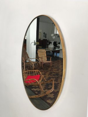 Italian Brass Wall Mirror, 1950s-CC-946145