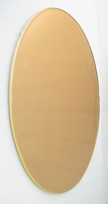 Italian Bronze Brass Oval Mirror, 1970s-FER-562501