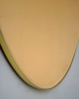 Italian Bronze Brass Oval Mirror, 1970s-FER-562501