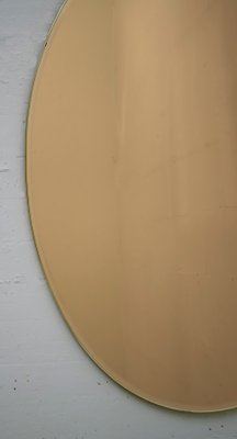 Italian Bronze Brass Oval Mirror, 1970s-FER-562501