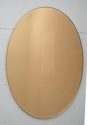 Italian Bronze Brass Oval Mirror, 1970s-FER-562501