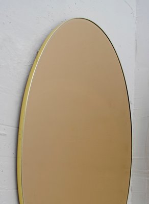 Italian Bronze Brass Oval Mirror, 1970s-FER-562501