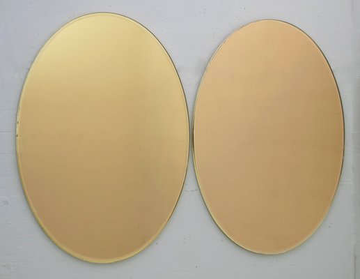 Italian Bronze Brass Oval Mirror, 1970s-FER-562501