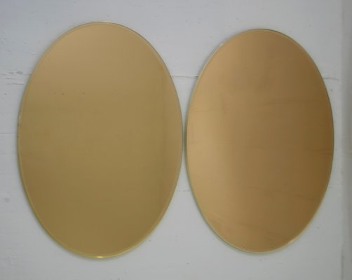 Italian Bronze Brass Oval Mirror, 1970s-FER-562501